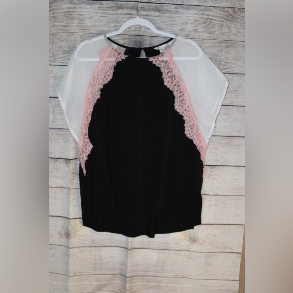 Cato black, pink lace sleeveless